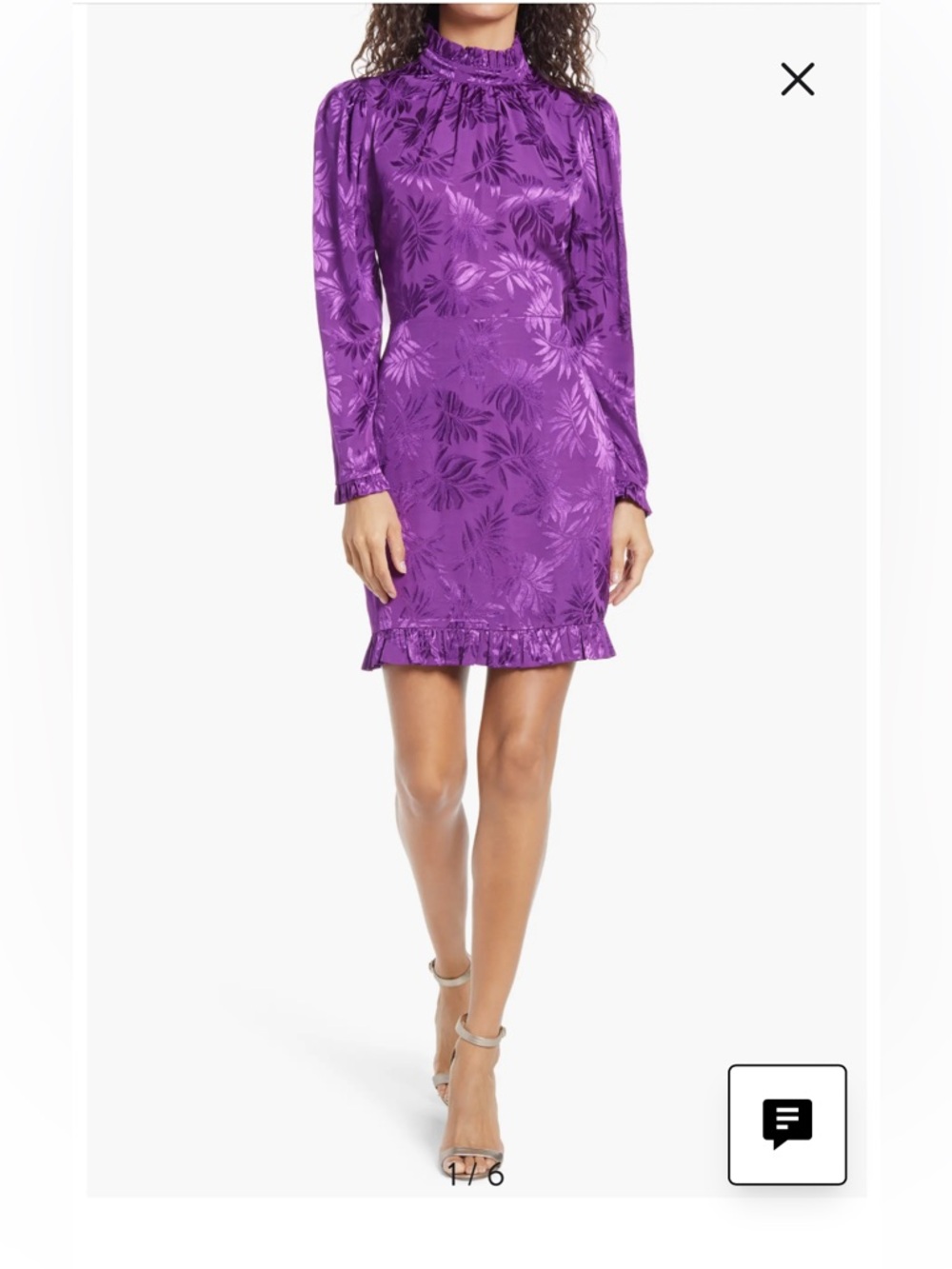 Adelyn Rae Purple Jacquard Long-Sleeve Mini Dress